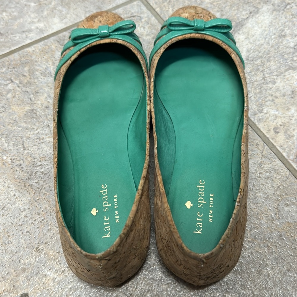 Kate Spade Cork with emerald green Ballet flats size 8 - Picture 3 of 6